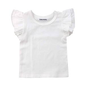 lot 29106 image: Infant Toddler Baby Girl Top Basic Plain Ruffle T-Shirt Blouse Casual Clothes (1-2 Years, White) - Retail $15