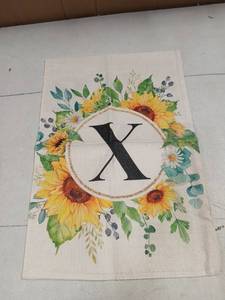 lot 29141 image: Summer Monogram Letter X Garden Flag Double Sided Sunflower 12 x 18in