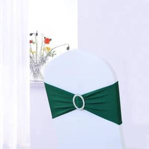 lot 30991 image: AMERRY 10PCS Spandex Chair Bands Sashes for Wedding Party Banquet Christmas Thanksgiving Baby Shower Event Decorations (Black Green) - Retail $12