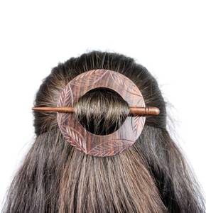 lot 30994 image: Premium Vintage Polished Wooden Shawl Pins  Hair Barrettes & Hair Clip  Personal & Beauty Care Accessories (Circular Rosewood) - Retail $20