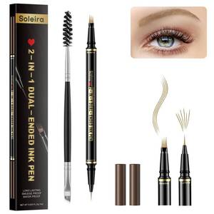 lot 31005 image: Eyebrow Pen, Soleira Waterproof Eyebrow Pencil with 4 Tip Microblading Eyebrow Pen and Dual-ended Eyebrows Brush, for Natural-Looking Brows, Long-Lasting, Blonde - Retail $8