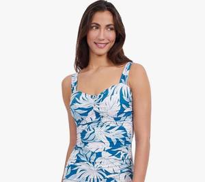 lot 31010 image: Profile by Gottex Womens Malaya Tropical Print Swim Tankini Top with Built in E Cup with Underwire Foam Support 32E - Retail $118