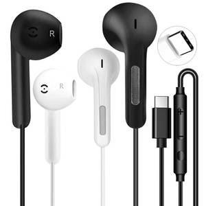 lot 31018 image: 2 Pack USB C Headphones for iPhone 1615 Pro MaxPlus, Wired Earbuds with Mic & Volume Control Type C Earphones Wired Headphones for iPhone 17 pro max Samsung Galaxy S23S22S21 - Retail $10