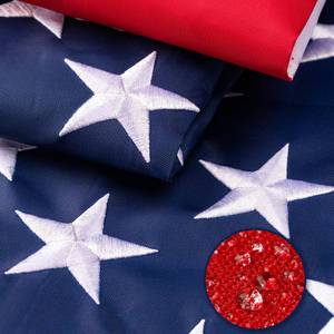 lot 31022 image: XIFAN Premium American Flag 2X3 FT for Outside, Heavy Duty 210D Tough Polyester US Flags, Long Lasting USA Flag for High Wind Outdoor with Embroidered Stars, Sewn Stripes, Brass Grommets, 24x36 Inch - Retail $10
