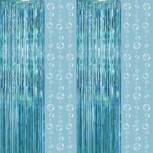 lot 31030 image: Decor365 Under The Sea Party Decorations Bubble Garland Backdrop Mermaid Birthday Party Decorations Ocean Theme Streamers Foil Fringe Curtain Pool Beach Theme Decor Bubbles Backdrop - Retail $17