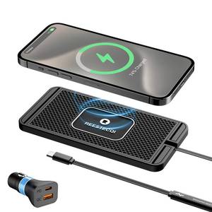 lot 31042 image: Wireless Charging Pad for Car, REESTECQI 15W Wireless Car Charger Pad Type C Charging Mat Non Slip PD 40W Car Charger Incl for Airpods iPhone 1615141312, Samsung S24S23S22 (30CM Cable) - Retail $21