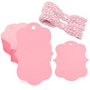 lot 31050 image: G2PLUS 100PCS Pink Paper Gift Tags with String, 3.5x2.4 in Blank Hang Tags, Wedding Favor Tag, Present Name Label Tag for Gift Wrapping, Pricing, Mothers Day, Valentines Day Party Favors - Retail $7