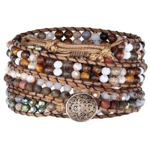 lot 31062 image: JR.DM Boho Beaded Bracelets for Women - Handmade Adjustable Crystal Natural Stone Bead Wrap Bracelets, Bohemian Jewelry Braided for Unique Birthday Christmas Gifts - Retail $20