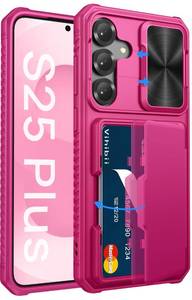 lot 31087 image: Vihibii for Samsung Galaxy S25 Plus Wallet Case with Card Holder (4 Cards), RFID Blocking & Slide Camera Cover & Raised Edges Protect Screen, Heavy Duty Phone Case for Galaxy S25 Plus, Hot Pink - Retail $20