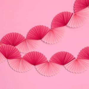 lot 31100 image: xo, Fetti Pink Paper Fan Garland - 6 Ft.  3D Bachelorette Party Decorations, Birthday Party Supplies, Pink Preppy HBD, Baby Shower - Retail $18