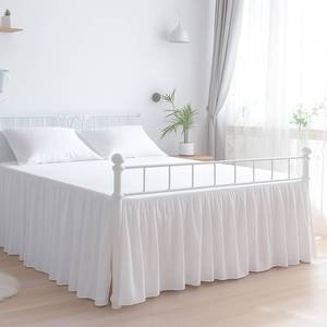 lot 31122 image: Premium Microfiber Full Ruffled Bed Skirt, 12 Drop with Split Corners, Soft Wrinkle Free Bedskirt with Platform, Solid White Dust Ruffle for 54 x 75 Mattress - Retail $20