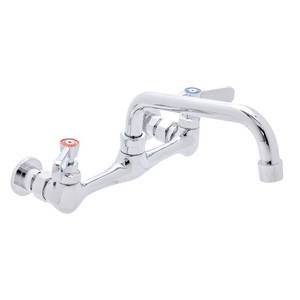 DuraSteel Commercial Sink Faucet - 8" Center Commercial Wall Mount Faucet Kitchen w/ 6 Inch Swivel Spout - Lever Handle - Industrial Restaurant Kitchen Utility Prep 3 Compartment Sink Mounted Faucets - Retail: $352