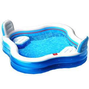 QPAU Inflatable Family Pool for Summer, Blue