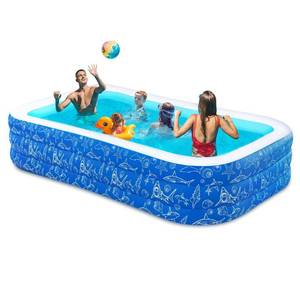 lot 62659 image: Nattork Inflatable Pool for Kids and Adults, 118 x 68 x 22 Family Full-Sized Inflatable Swimming Pool, Durable Thickened Above Ground Blow Up Pool for Kids Pools for Backyard Outdoor Indoor Shark - Retail $60