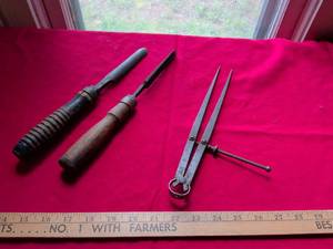 lot 21 image: Traditional Leatherworking Tools Set with Wooden Handles