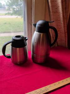 lot 77 image: Stainless Steel Thermal Coffee Carafes Set