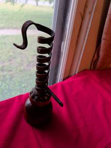 lot 114 image: Cast Iron Wood Handle Corkscrew