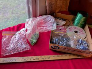 lot 119 image: Mixed Craft Supplies Lot with Ribbons and Beads