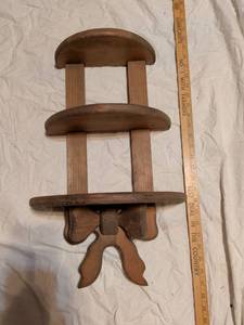 lot 311 image: Wooden Three Tier Display Stand with Carved Base