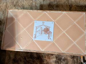 lot 313 image: Handmade Ceramic Tile Coffee Table with Mill Scene Design
