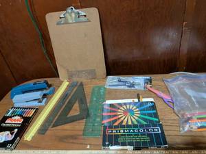lot 389 image: Mixed Office and Art Supply Lot with Prismacolor Pencils