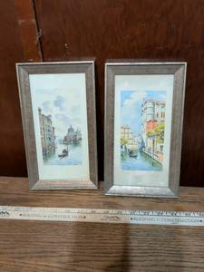 lot 410 image: Set of Two Framed Venice Canal Watercolor Prints