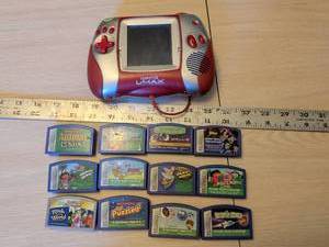 lot 423 image: LeapFrog Leapster L-Max Handheld Gaming System with 12 Game Cartridges