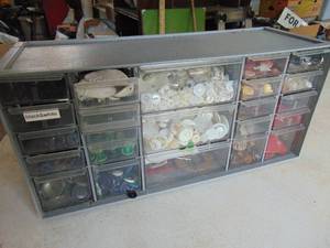 lot 1845 image: Container Full of Sorted Buttons and more