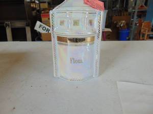 lot 1854 image: Lusterware Flour Container - See Pictures