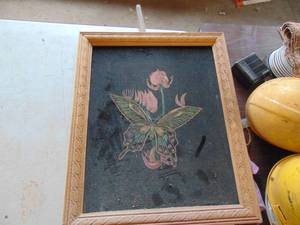 lot 1990 image: Butterfly painted on Black Velvet