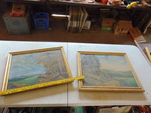 lot 1993 image: Pair of Landscape Paintings - Oil on canvas