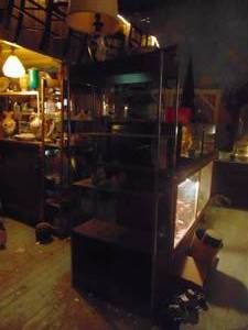 lot 3221 image: Large Metal Shelving Unit - with Glass Shelves