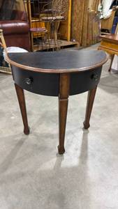 lot 110 image: Half moon side table 30 x 28 x 14 in