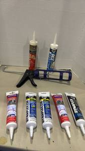 lot 1088 image: Caulk Gun and Sealant Tubes Bundle