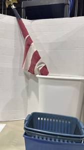 lot 1103 image: American Flag with Eagle Topper and Plastic Storage Baskets