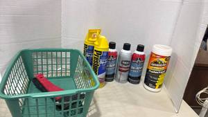 lot 1106 image: Automotive Care Products Bundle with Ice Scraper and Storage Basket