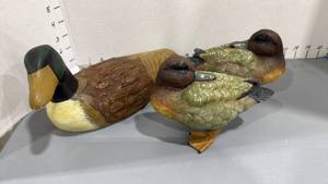 lot 1137 image: Wooden duck and 2 resin ducks