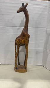 lot 2005 image: Hand Carved Wooden Giraffe figurine 24 inches tall