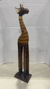 lot 2006 image: Wooden Giraffe Sculpture 23 inches tall