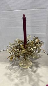 lot 2010 image: Metal floral candle holder 16 inches tall