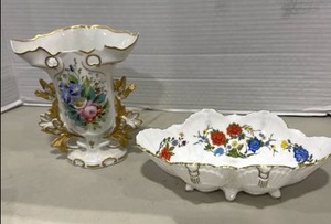 lot 2015 image: Aynsley bone china famille rose dish and porcelain made in Portugal vase