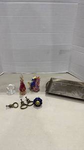 lot 2024 image: Glass perfume bottle, glass knob and more