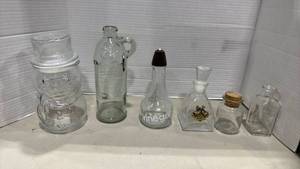 lot 2028 image: Mixed Glass Bottle Collection with Jars and Decanters