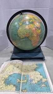 lot 2035 image: World Globe on Stand with Atlas Book