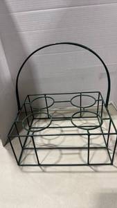 lot 2058 image: Metal Wire Bottle Carrier Caddy with Handle