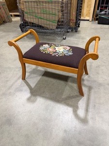 lot 116 image: Needlepoint bench24 x 41 x 20 in