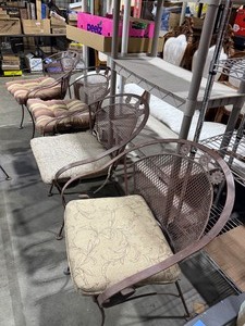 lot 2300 image: Set of 4 wrought iron patio chairs 31x24x24 seat 17 inches