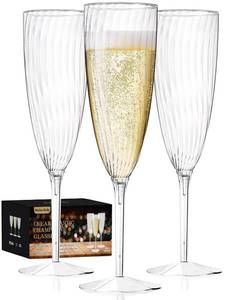 lot 30067 image: Walee Koky Plastic Champagne Flutes, 36 PCS Clear Disposable Wine Glasses Reusable Plastic Cocktail Cups for Home Daily Life Party Birthday Wedding Toasting Drinking Champagne(6 oz) one damaged