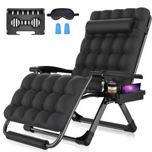 lot 30080 image: Suteck Oversized Zero Gravity Chair,33In XXL Lounge Chair wRemovable Cushion&Headrest, Reclining Camping Chair wUpgraded Lock and Footrest, Reclining Patio Chairs Recliner for Indoor Outdoor,500LBS
