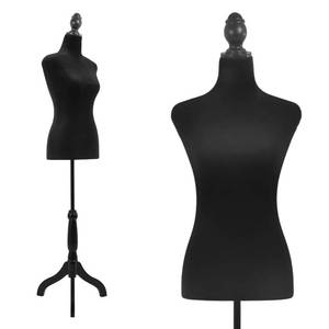 lot 30093 image: Mannequin Dress Form Female Dress Model Torso Display Mannequin Body 50-63 Inch Height Adjustable Tripod Stand (Black, 50-63 Inches)